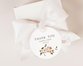 DIANA | Printed Gift Tag, Wildflower Wedding Favor Tag,  Bridal Shower Favor Tag, Floral Wedding Tag, Custom Gift Tag, Watercolor Gift Tag