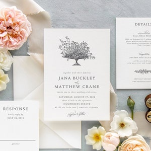 Formal Vintage Floral Wedding Invitation Suite | Classic and Traditional Wildflower Wedding Invitation Set | Printed Invites | Jana