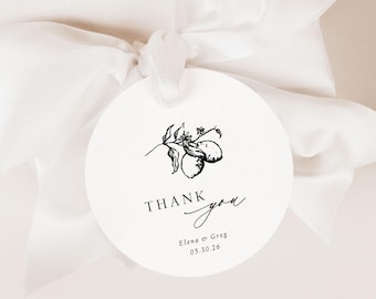 ELENA | Round Main Squeeze Favor Tags, Lemon Bridal Shower Printed Tags, Bridal Favor Tags, Thank You Tag, Gift Tag, Custom Citrus Tag