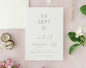 Modern, Minimalist  Save the Date Card | Angelina