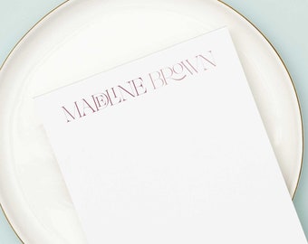 Modern Classic Personalized Name Notepad, Custom Notepad, Personalized Stationery, Kids Notepad, Teacher Notepad, Custom Gift Set | MADELINE