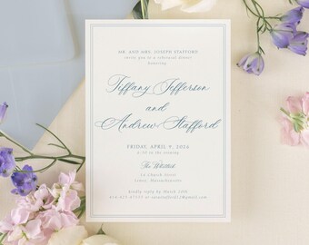 TIFFANY | Printed Wedding Rehearsal Dinner Invitation, Bridal Shower Invitation, Engagement Party Invitation Bridal Luncheon Invitation