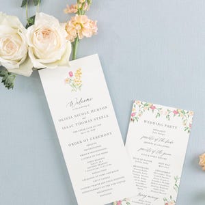 OLIVIA | Floral Wedding Ceremony Programs Printed, Elegant Wedding Program, Catholic Wedding Ceremony Program, Wedding Order of Service