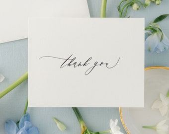 Simple Printed Thank You Cards, Modern Thank You Card Wedding Shower, Elegant Thank You Cards, Folded Thank You | Evelyn