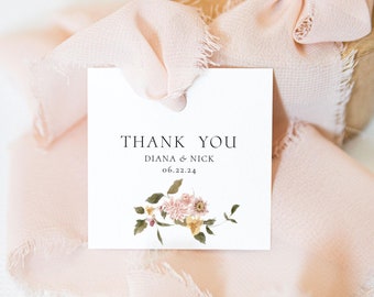 DIANA | Printed Floral Gift Tags, Yellow and Pink Floral Personalized Gift Tag Set, Custom Gift Tags, Family Gift Tags, Printed Gift Tags