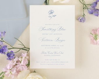 VICTORIA | Something Blue Bridal Shower Invitation, Floral Before "I Do" Shower Invite