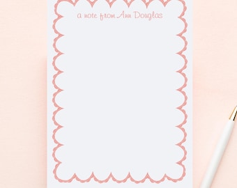 Personalized Wavy Notepad - 5x7" (50 or 100 Pages), Personalized Red Notepad with Ric Rac Border