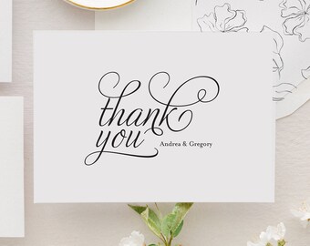 Personalized Wedding Thank You Cards | Custom Folded Thank You Card and Envelope Liner | Andrea