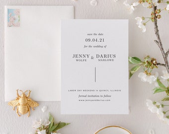 Simple, Minimalist Save the Date Card | Jenny