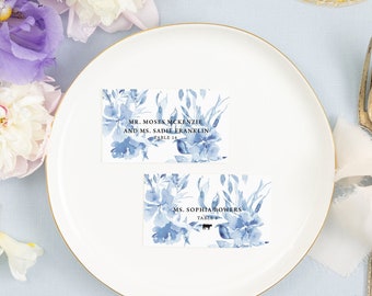 ALEXANDRA | Blue Floral Wedding Place Cards Printed, Name Cards, Dinner Name Cards, Vintage Garden Wedding, Flat or Folded Escort Cards