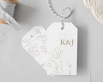 Floral Wedding Favor Tags, Monogrammed Wedding Thank You Tags, Wedding Tags Custom Gift Tag, Personalized Tag, Bridal Shower Tag | Christine