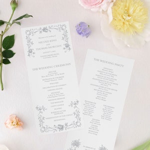 NICOLE | Elegant Wedding Programs, Gray Wedding Program, Catholic Wedding Program, Order of Service for Wedding, Printed Programs