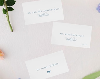 RACHEL | Printed Wedding Place Cards | Elegant Calligraphy Escort Cards, Flat or Folded