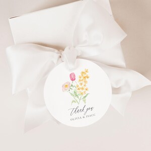 OLIVIA | Tulips, Cute Gift Tags, Floral Gift Tags, Preppy Gift Tags, Gift Wrap Accent, Cute Tag, Pink Flowers, Wedding Favor Floral Tags