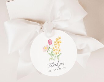 OLIVIA | Tulips, Cute Gift Tags, Floral Gift Tags, Preppy Gift Tags, Gift Wrap Accent, Cute Tag, Pink Flowers, Wedding Favor Floral Tags
