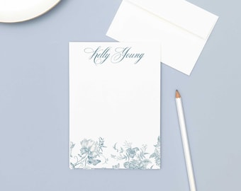 Sophisticated Blue Floral Writing Stationery Set | Personalized Stationary Gift | Custom Letter Set with Flowers | KELLY