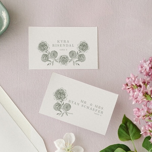 Elegant Floral Wedding Name Cards | Sophisticated Place Cards | Escort Cards | Custom Colors | Amelia