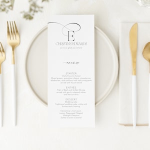 RENEE | Printed Wedding Menu Name Place Card, Classic Menu Cards, Elegant Wedding Stationary, Simple Wedding Menu with Guest Name