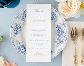 MIKAH | French Blue Modern Wedding Menu Printed, Simple Wedding Menu Cards, Printed Menu Cards for Wedding, Custom Menu