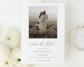 VIRGINIA | Printed Save the Dates with Photo, Classic Wedding Save the Date Cards, Save the Date with Picture, Elegant Wedding Stationery