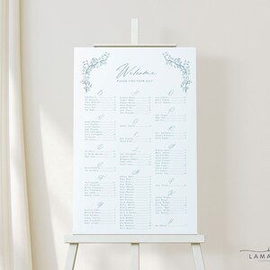 SAMANTHA | Französischer Blauer Blumensitzplan, Vintage Sitzplan für Blumenhochzeiten, Botanischer druckbarer alphabetischer Sitzplan, für Sie entworfen