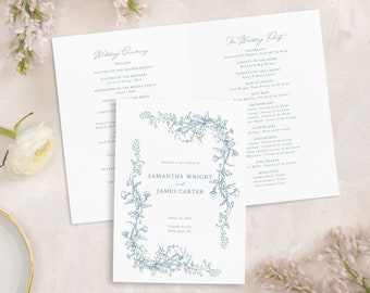 SAMANTHA | Classic Folded Wedding Programs, Elegant Wedding Program Printed, Wedding Ceremony Program, Wedding Order of Service