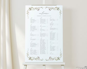THERESA | Elegant Wildflower Wedding Seating Chart, Purple Greenery Floral Wedding Seating Plan, Wedding Table Plan, Printable Wedding Signs