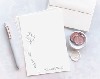 Sophisticated Letter Writing Stationery Set | Personalized Gift | Custom Letter Set | Floral Sprig - Elizabeth