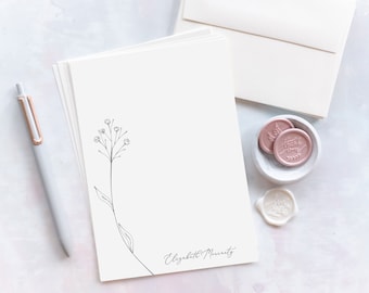 Ensemble de papeterie pour lettres sophistiquées | Cadeau personnalisé | Jeu de lettres personnalisées | Branche florale - Elizabeth