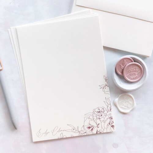 Letter Writing Stationery Set Watercolor Granite Personalized Etsy