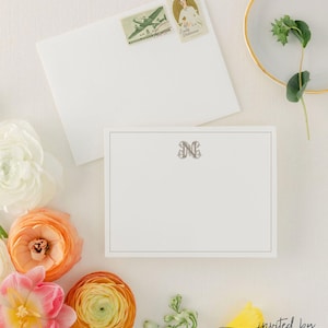 Personalized Note Card Set, Monogrammed Note Card, Monogram Stationery, Flat Notecards with Initial, Thank You Notes Stationary | Charlotte