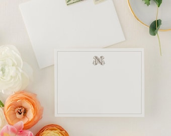 Personalized Note Card Set, Monogrammed Note Card, Monogram Stationery, Flat Notecards with Initial, Thank You Notes Stationary | Charlotte