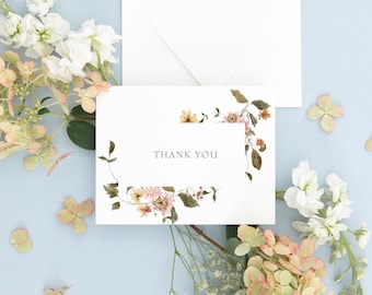 DIANA | Wildflower Thank You Notes, Bridal Shower Thank You Cards, Floral Wedding Shower Thank You Card, Note Cards for Thank You Gifts