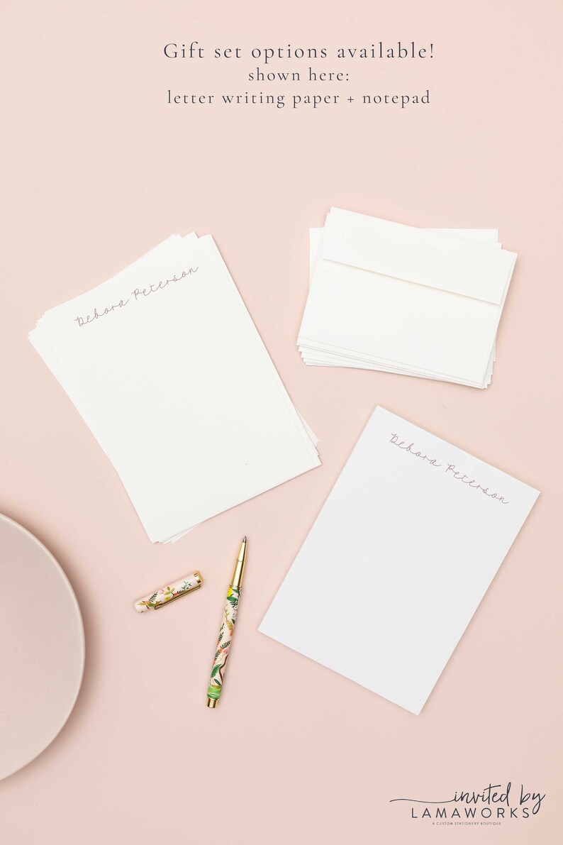 Elegant Script Custom Letter Writing Stationery Set | Simple ...