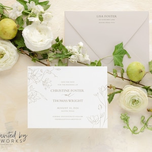 Simple Save the Date | Photo Save the Date | Modern Floral Save the Date | Minimalist Printed Save the Date Cards | Christine