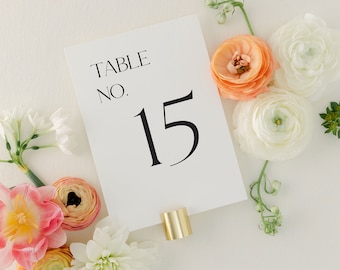 Classic Wedding Table Numbers | Modern Table Number | Simple Wedding Decor | Wedding Signs | Printed Table Numbers Wedding | Evelyn