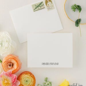 RENEE | Personalized Modern Stationery Set, Minimal Fun Font, Boxed Note Cards with Envelopes, Stationary for Men or Women, Unique Font
