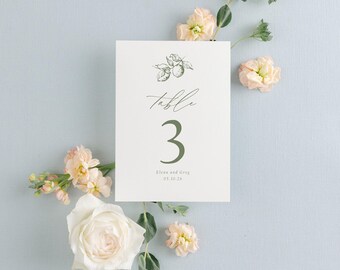 ELENA | Italian Lemon Table Numbers Printed, Mediterranean Citrus, Amalfi Wedding, Italy Inspired, Greece Wedding, Wedding Table Numbers
