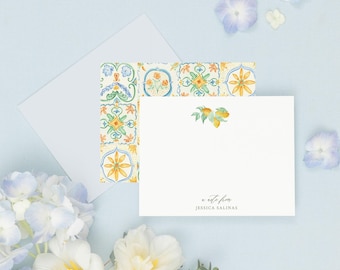 COASTAL | Lemon Personalized Stationery, Personalized Stationary, Botanical Note Cards, Lemon Notecards, Corporate Gifts, Thank You Cards