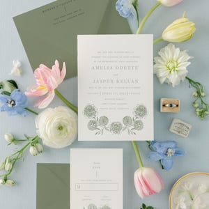 Traditional Floral Wedding Invitation Suite  | Printed Wedding Invite Suite | Custom Wedding Invitations | Amelia