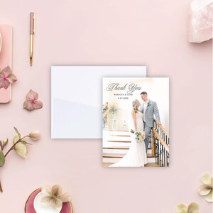 Printed Wedding Thank You Card with Picture | Photo Thank You Note Card Set | Rebecca