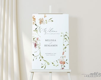 MELISSA |  Wildflower Wedding Welcome, Floral Welcome Sign Download, Welcome Sign Printable, Wedding Welcome Poster - I Design, You Print!