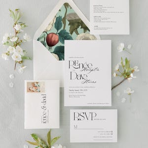 RENEE | Minimalist Wedding Invitation Printed, Modern Wedding Invitation, Simple Wedding Invitation Set, Custom Invitations