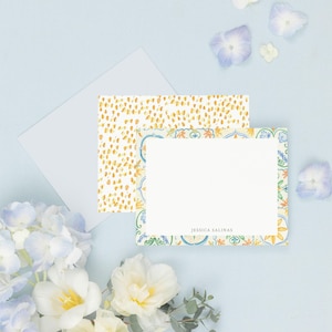 COASTAL | Amalfi Italian Tile Personalized Stationery, Mediterranean Stationary, Personalized Notecard Set,  Printed Thank You Notecard Set