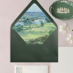 MONET VALLEY of the SEINE Vintage Art Wedding A7 Envelope Liner, Monet Envelope insert for Wedding Invitations  - Set of 25