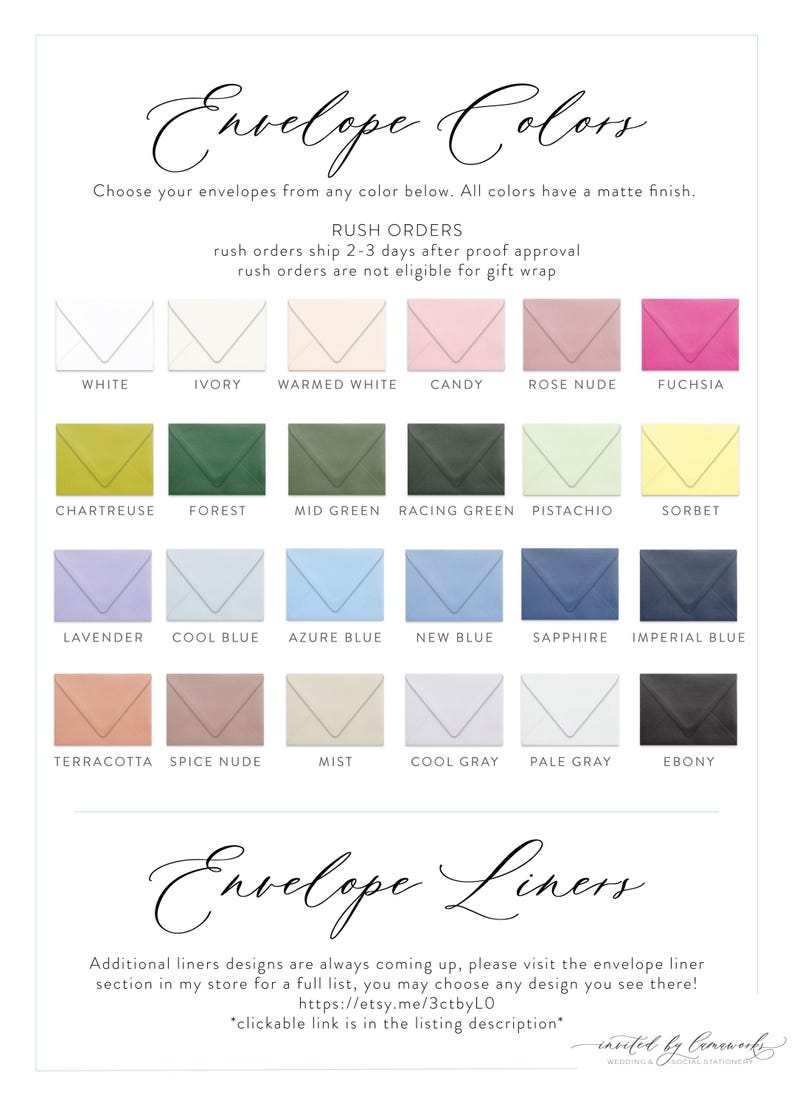 the color guide for envelopes and envelopes