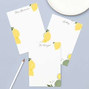 Personalized Lemon and Lime Notepad To Do List Custom Notepad Memo Pads Tear Off Pads of Paper Mixed Fruit Collection Lemon image 3