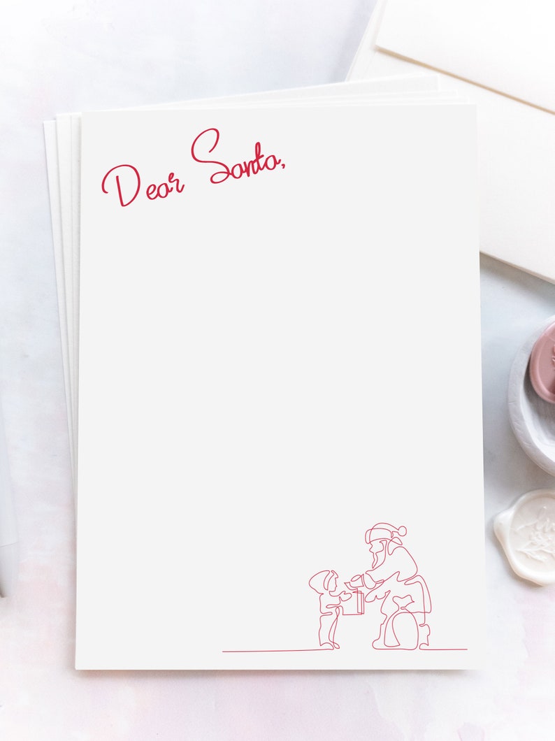 Dear Santa Christmas List Letter Writing Stationery Set Christmas Wish List Letter to Santa image 2