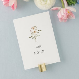 Wildflower Printed Table Numbers | Bridgerton Dusty Pink Watercolor Flowers  | Maggie