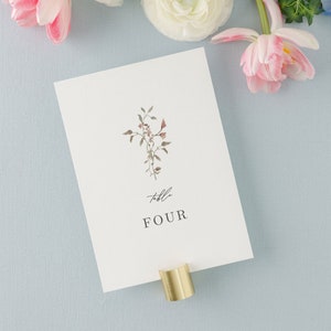Floral Table Numbers, Wedding Reception Table Numbers, Rustic Table Numbers, Dusty Pink Watercolor Printed Table Numbers | Rose and Mark